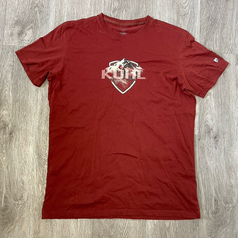 KUHL Wildfibre T-Shirt Mens Large Burgundy Red Organic Cotton Short Sleeve 7245